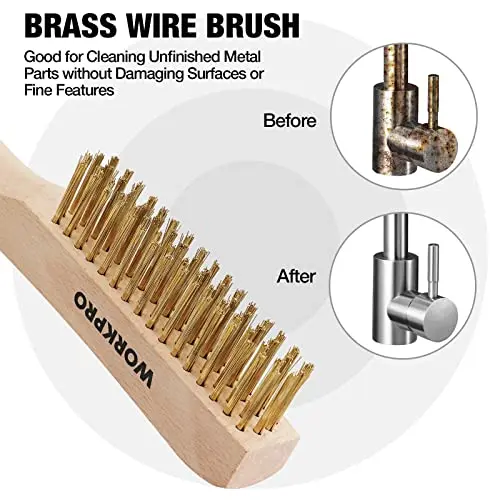 WORKPRO Drahtbürstenset, 6 Stück, Messing-/Edelstahl-Drahtschleifbürsten-Set