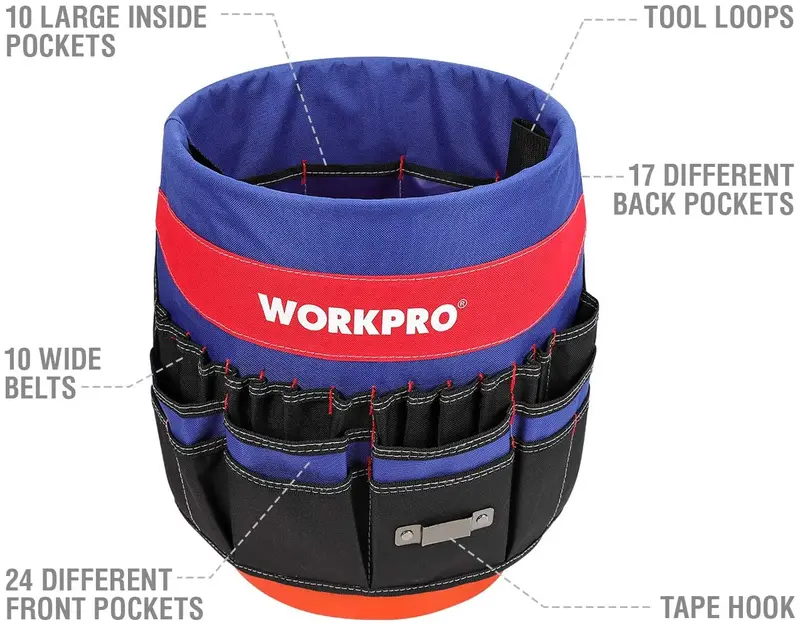 WORKPRO Eimer-Werkzeugorganizer mit 51 Fächern (Werkzeuge nicht im Lieferumfang enthalten)