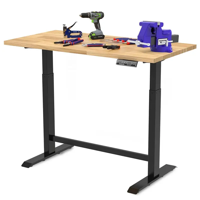 WORKPRO elektrische, höhenverstellbare Steharbeitsbank mit 48" und zweifachem Motor sowie einer 48" × 24" Holzplatte
