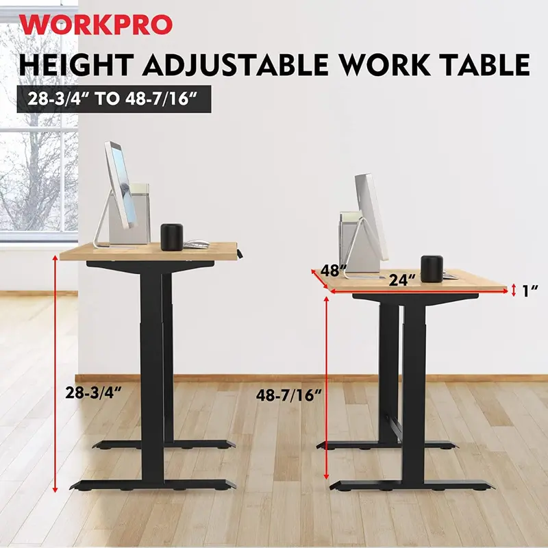 WORKPRO elektrische, höhenverstellbare Steharbeitsbank mit 48" und zweifachem Motor sowie einer 48" × 24" Holzplatte 2