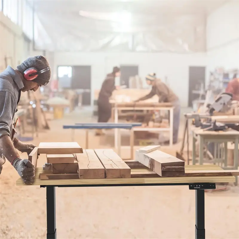 WORKPRO elektrische, höhenverstellbare Steharbeitsbank mit 48" und zweifachem Motor sowie einer 48" × 24" Holzplatte