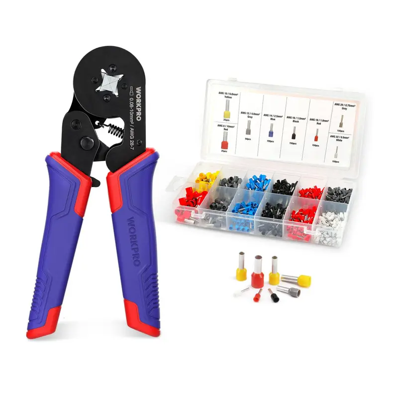 WORKPRO Ferrule Crimping Tool Kit, AWG 28-7 Self-adjustable Ratchet Wire Crimping Tool
