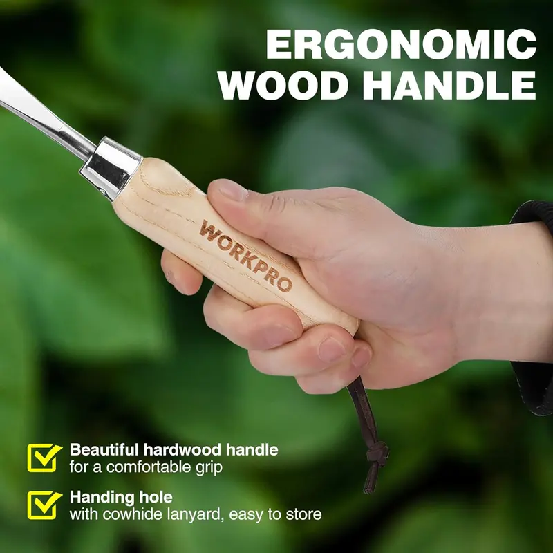 WORKPRO Fugen-Unkrautstecher, 30 cm Edelstahl-Fugenstecher mit Eschenholzgriff, L-förmiger Unkrautstecher für Gehwege, Spachtel zum Entfernen von Unkraut, geeignet für Garten, Rasen, Hof, Terrasse, Pflasterung und Moosbekämpfung