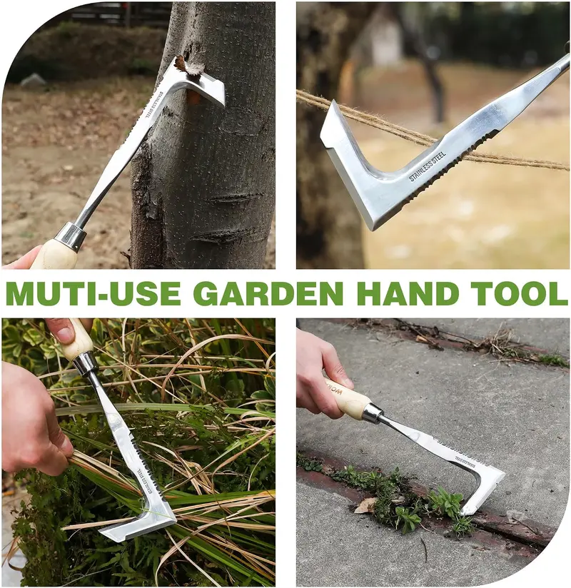 WORKPRO Fugen-Unkrautstecher, 30 cm Edelstahl-Fugenstecher mit Eschenholzgriff, L-förmiger Unkrautstecher für Gehwege, Spachtel zum Entfernen von Unkraut, geeignet für Garten, Rasen, Hof, Terrasse, Pflasterung und Moosbekämpfung