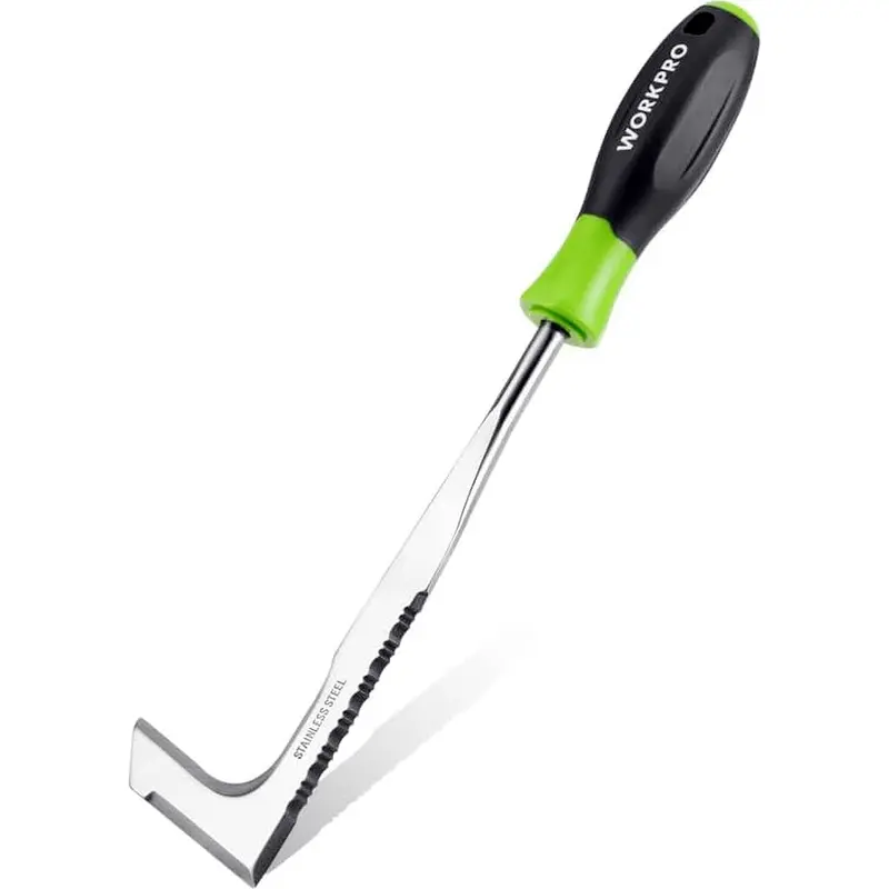 WORKPRO Fugen-Unkrautstecher, 30 cm Edelstahl-Fugenstecher mit weichem Griff, L-förmiger Unkrautstecher für Gehwege, Spatel für Rasen und Unkraut, für Garten, Rasen, Hof, Terrasse, Pflasterung und Moos – Gartenwerkzeug