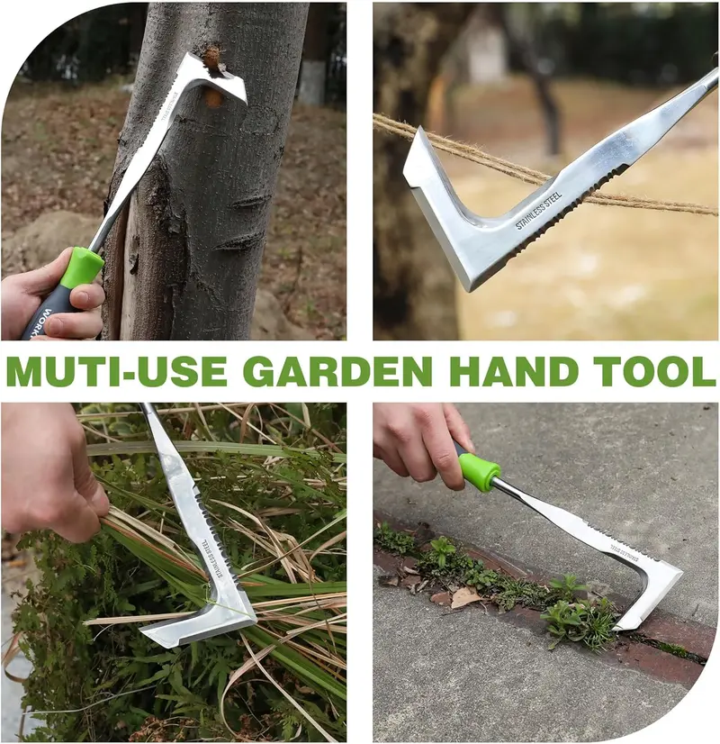 WORKPRO Fugen-Unkrautstecher, 30 cm Edelstahl-Fugenstecher mit weichem Griff, L-förmiger Unkrautstecher für Gehwege, Spatel für Rasen und Unkraut, für Garten, Rasen, Hof, Terrasse, Pflasterung und Moos – Gartenwerkzeug