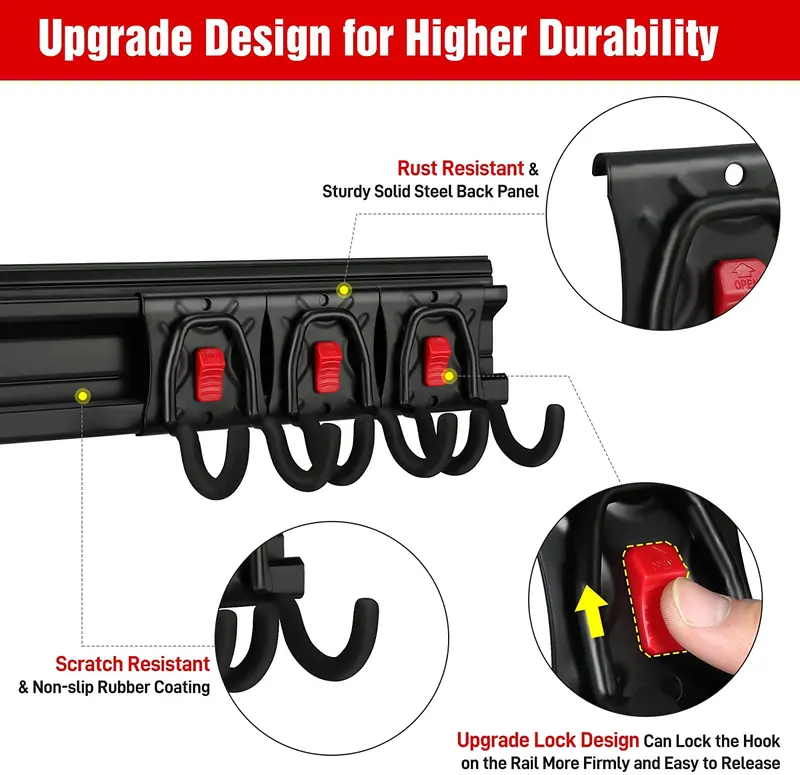 WORKPRO Garage Tool Organizer Wall Mount Garden Tool Organizer Storage Rack Heavy Duty Tool Hangers 64 Inch