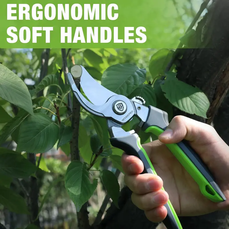 WORKPRO Gartenschere mit Umgehungsmechanik, 21,6 cm (8,5 Zoll), Gartenschere mit CRV-Ganzstahlklingen, Handgartenwerkzeug zum Schneiden und Beschneiden von Bonsai, Ästen, Kräutern, Rosen und Blumen