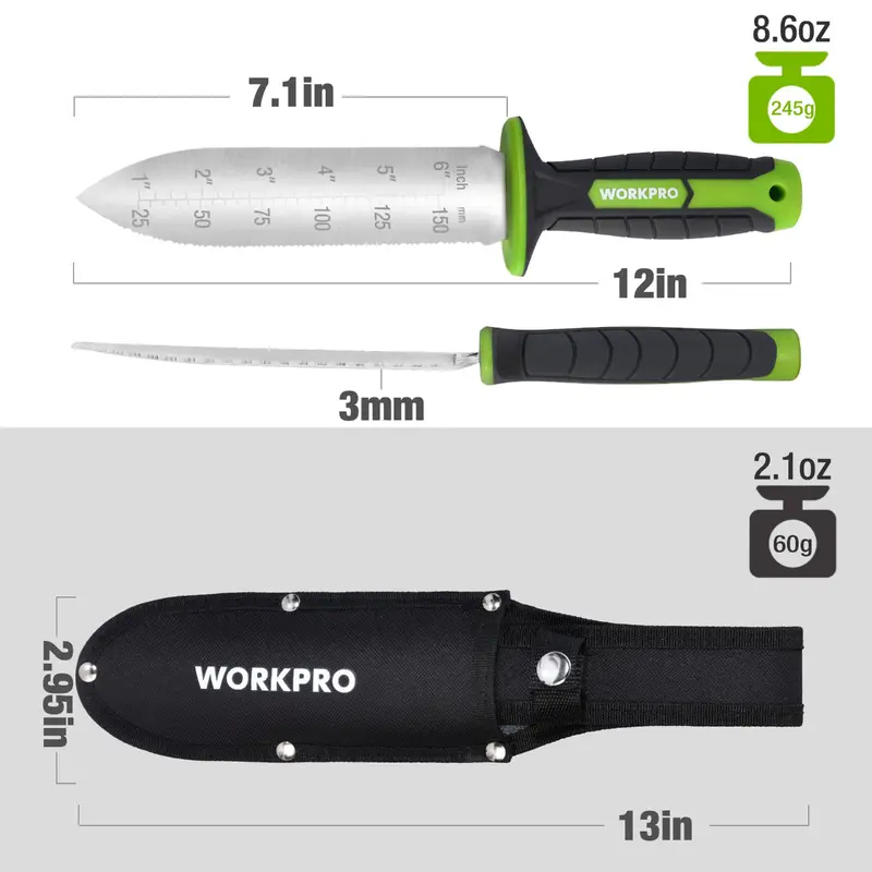 WORKPRO Gartenspatel mit Oxford-Scheide, 7"-Klinge aus rostfreiem Stahl mit scharfer Schneide