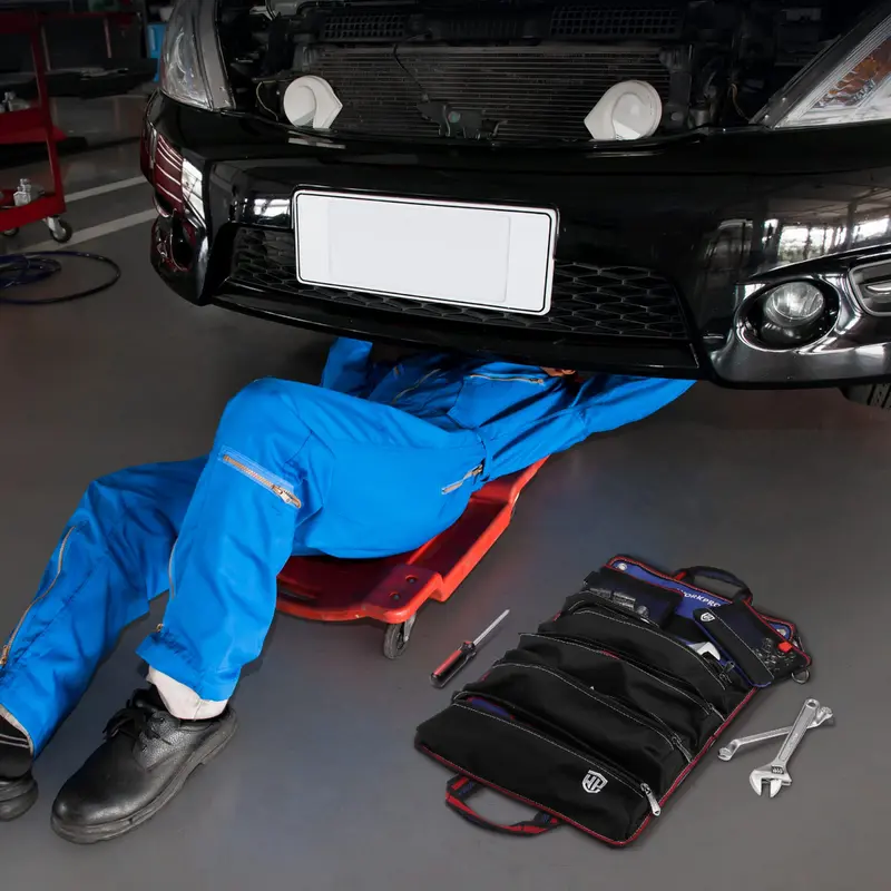 WORKPRO Heavy-Duty-Werkzeugrolltasche mit 6 Fächern und abnehmbaren Werkzeugtaschen