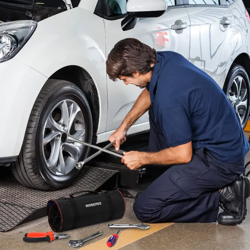 WORKPRO Heavy-Duty-Werkzeugrolltasche mit 6 Fächern und abnehmbaren Werkzeugtaschen