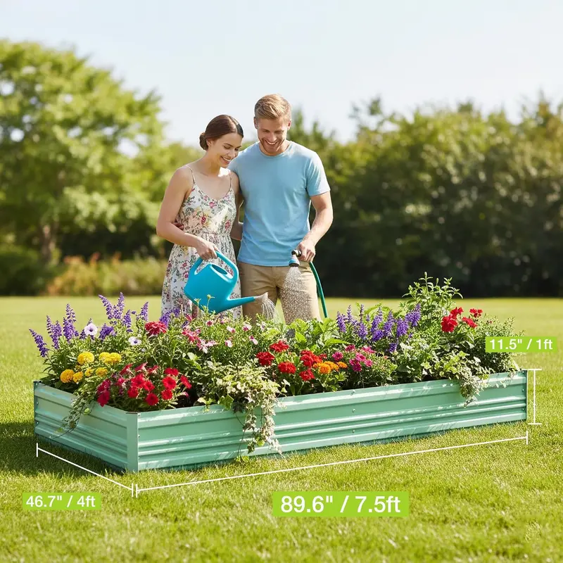 WORKPRO Hochbeet aus verzinktem Metall für den Außenbereich, 7,5 x 4 x 1 ft, grün, 2er-Pack
