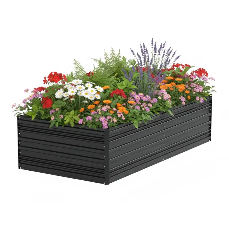 WORKPRO Hochbeet aus verzinktem Metall für den Außenbereich, 7,5 x 4 x 2 ft, schwarz