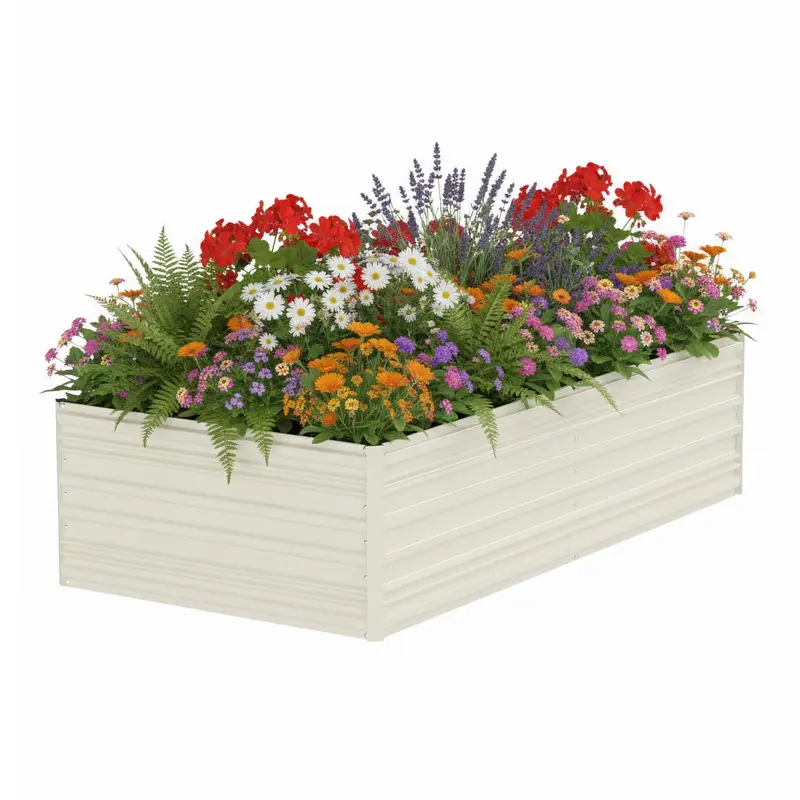 WORKPRO Hochbeet aus verzinktem Metall für den Außenbereich, 7,5 x 4 x 2 ft, weiß
