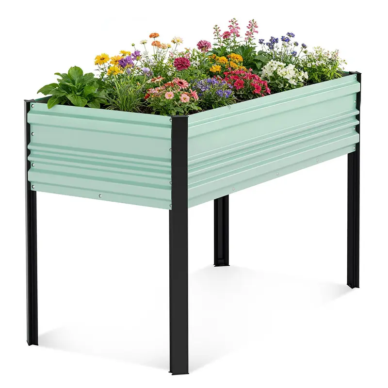 WORKPRO Hochbeet für den Außenbereich, verzinkt, 122 x 61 x 81 cm, mit Beinen – erhöhte Pflanzbox mit 272 kg Tragkraft für Gemüse, Blumen, Kräuter und mehr