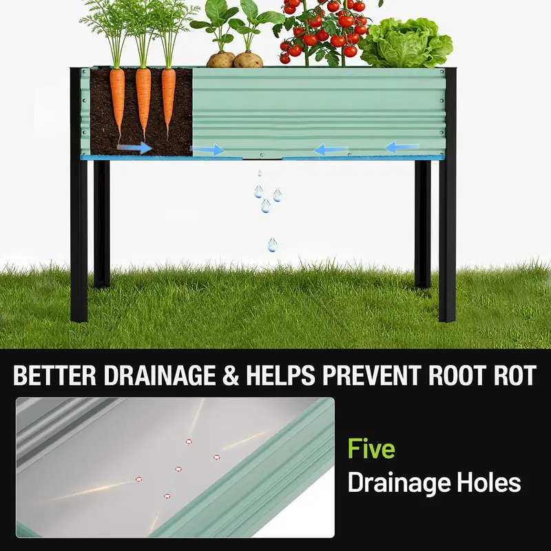WORKPRO Hochbeet für den Außenbereich, verzinkt, 122 x 61 x 81 cm, mit Beinen – erhöhte Pflanzbox mit 272 kg Tragkraft für Gemüse, Blumen, Kräuter und mehr