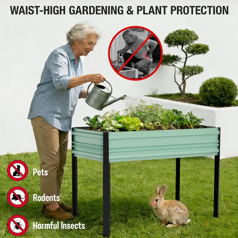 WORKPRO Hochbeet für den Außenbereich, verzinkt, 122 x 61 x 81 cm, mit Beinen – erhöhte Pflanzbox mit 272 kg Tragkraft für Gemüse, Blumen, Kräuter und mehr