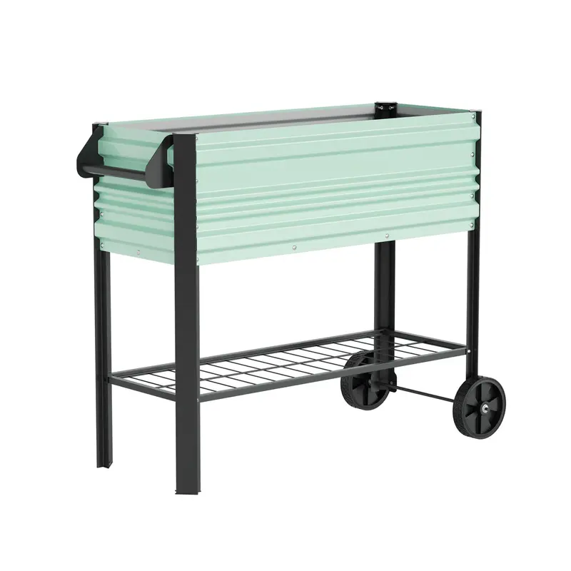 WORKPRO Hochbeet für den Außenbereich, verzinkt, 94 cm, mit Beinen und Rollen, grün 2