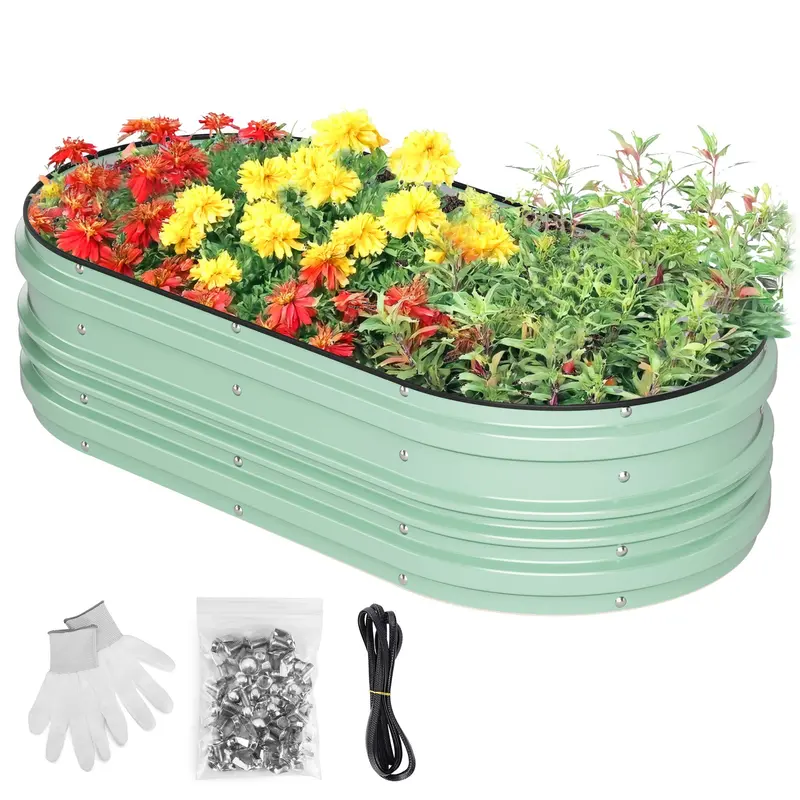 WORKPRO Hochbeet-Set aus verzinktem Stahl, 4 x 2 x 1 ft, Rost- und Korrosionsschutz, einfache Montage, sichere Kanten, ideal für Gemüse und Blumen, grün, 1 Stück