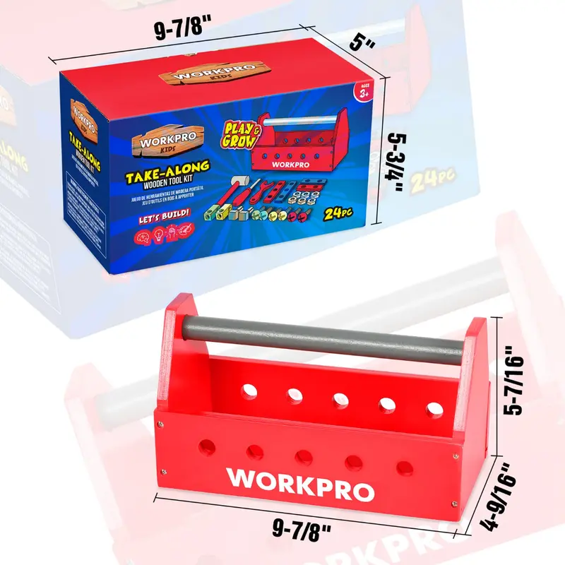 WORKPRO Holz-Bauspielzeug-Set mit 24 / 43 / 70 Teilen – tolles Geschenk für Kleinkinder ab 3 Jahren