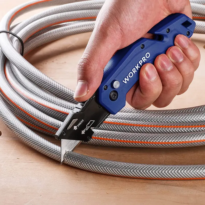 WORKPRO Klappbares Universal-Messer mit leichtem Nylon-Griff – Universelles Schneidwerkzeug mit 10 Ersatzklingen