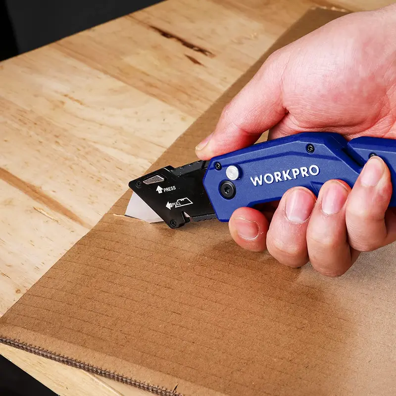 WORKPRO Klappbares Universal-Messer mit leichtem Nylon-Griff – Universelles Schneidwerkzeug mit 10 Ersatzklingen