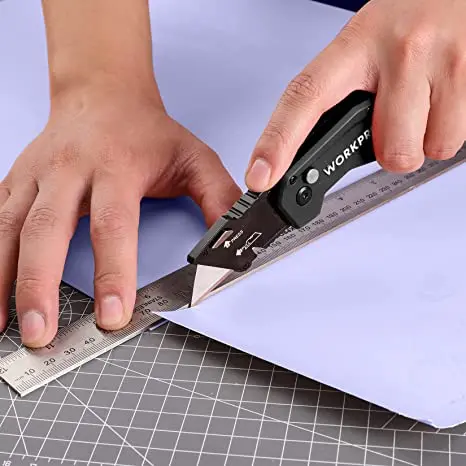 WORKPRO Klappbares Universal-Messer mit leichtem Nylon-Griff – Universelles Schneidwerkzeug mit 10 Ersatzklingen