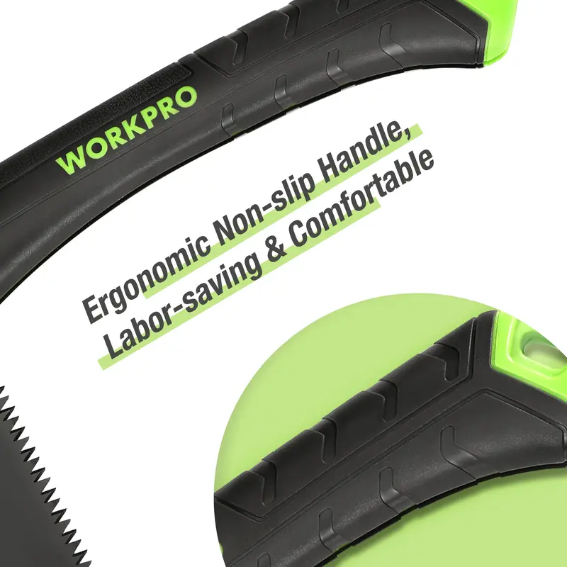 WORKPRO Klappsäge, kleine Hand-Schneidesäge mit 18-cm-Klinge – tragbare Camping-Säge mit Dreifachschneidzähnen zum Beschneiden von Bäumen, Schneiden von Ästen sowie für Gartenarbeit, Jagd; mit Druckknockverriegelung 2