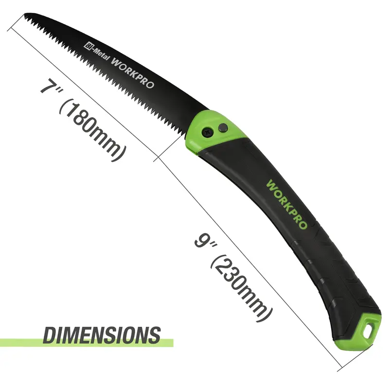 WORKPRO Klappsäge, kleine Hand-Schneidesäge mit 18-cm-Klinge – tragbare Camping-Säge mit Dreifachschneidzähnen zum Beschneiden von Bäumen, Schneiden von Ästen sowie für Gartenarbeit, Jagd; mit Druckknockverriegelung