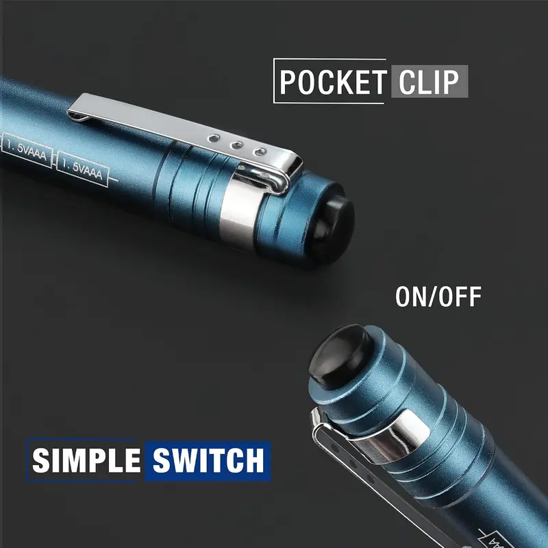WORKPRO LED-Stiftlampe, Aluminium-Stift-Taschenlampen, Taschenlampe mit Clip für Inspektionen, Notfälle und den Alltag – 2 AAA-Batterien im Lieferumfang enthalten, Blau (4er-Pack)