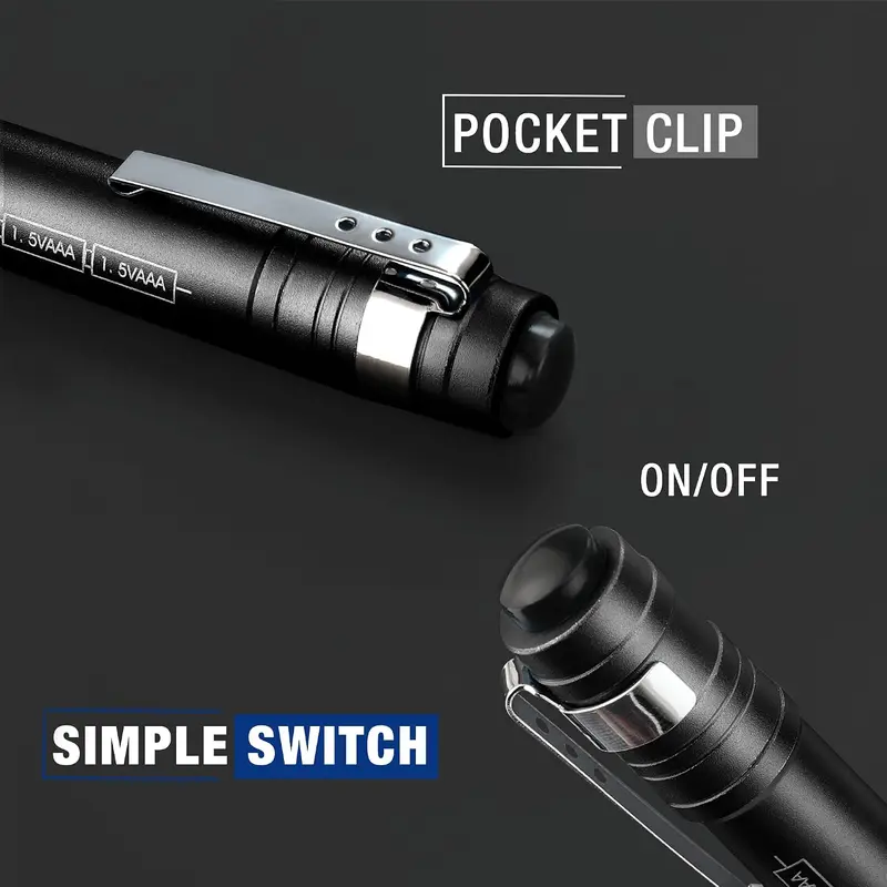 WORKPRO LED-Stiftlampe, Aluminium-Stiftlampen, Taschenlampe mit Clip für Inspektionen, Notfälle und den Alltag, schwarz (4er-Pack)