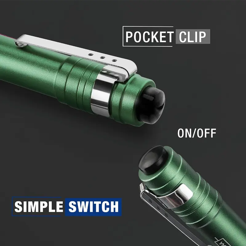 WORKPRO LED-Stiftlampe, Aluminium-Stifttaschenlampe mit Clip für Inspektionen, Notfälle und den Alltag – 2 AAA-Batterien inklusive, grün (4er-Pack)