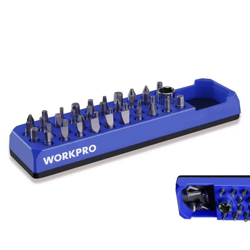 WORKPRO magnetische Sechskant-Schraubendreher-Bohrer-Bit-Organizer mit 39 Löchern für 1/4-Zoll-Sechskant-Bits und Aufsteckadapter (Bits nicht im Lieferumfang enthalten) 7