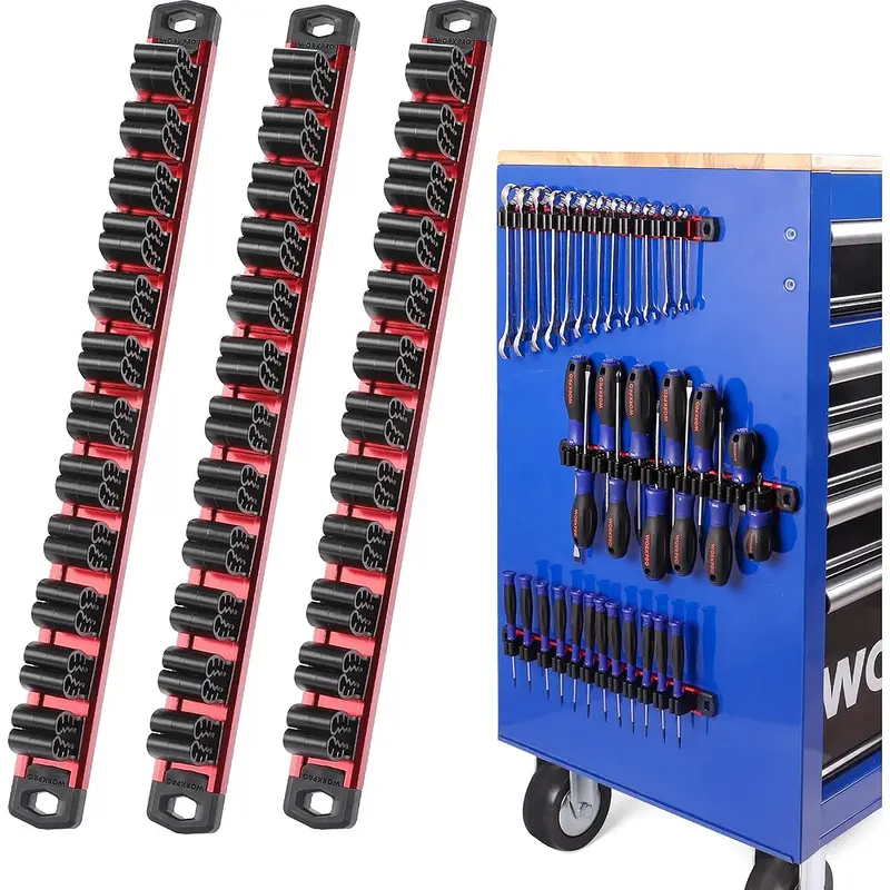 WORKPRO magnetischer Schraubendreher- und Schraubenschlüssel-Organizer, magnetischer Werkzeug-Organizer mit Aluminium-Schiene, Werkzeughalter, Werkzeugkasten-Organisation, 36-Fach-Halter für Schraubendreher und Schraubenschlüssel (Werkzeuge nicht im Lieferumfang enthalten)