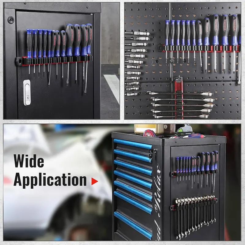 WORKPRO magnetischer Schraubendreher- und Schraubenschlüssel-Organizer, magnetischer Werkzeug-Organizer mit Aluminium-Schiene, Werkzeughalter, Werkzeugkasten-Organisation, 36-Fach-Halter für Schraubendreher und Schraubenschlüssel (Werkzeuge nicht im Lieferumfang enthalten)