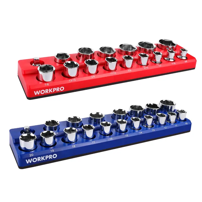 WORKPRO Magnetischer Steckschlüssel-Organizer-Set für 1/2-Zoll-, 1/4-Zoll- und 3/8-Zoll-Anschlüsse