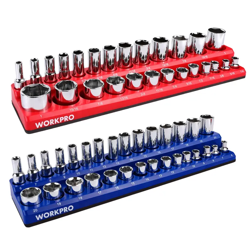 WORKPRO Magnetischer Steckschlüssel-Organizer-Set für 1/2-Zoll-, 1/4-Zoll- und 3/8-Zoll-Anschlüsse 2