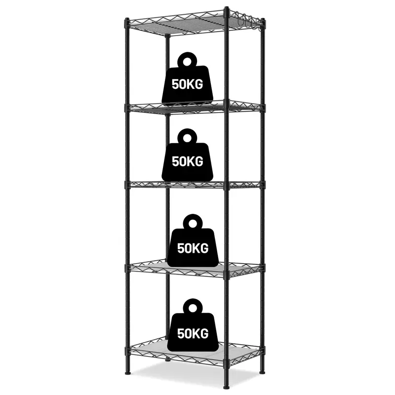 WORKPRO Metall-Regal mit 5 Ebenen, 44 cm (B) × 29,2 cm (T) × 130,8 cm (H), Tragfähigkeit bis zu 250 kg