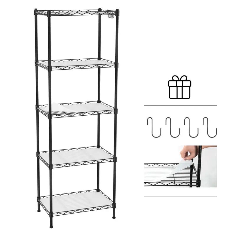WORKPRO Metall-Regal mit 5 Ebenen, 44 cm (B) × 29,2 cm (T) × 130,8 cm (H), Tragfähigkeit bis zu 250 kg