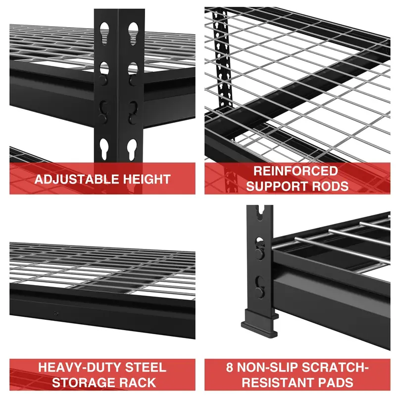 WORKPRO Metall-Regal mit 5 Ebenen, robustes verstellbares Aufbewahrungsregal – Schwarz