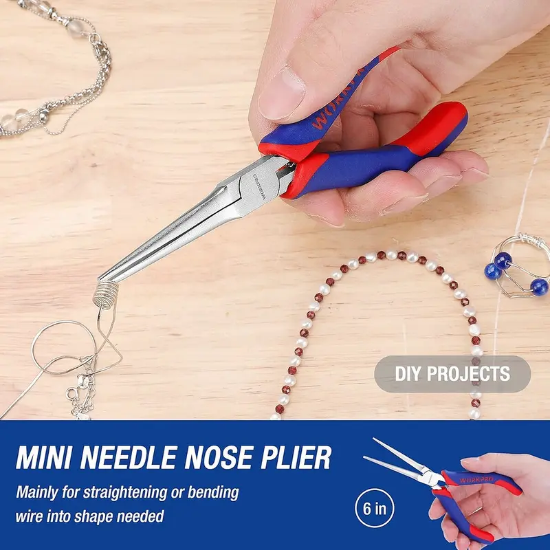 WORKPRO Mini-Zangen-Set, 3-teilig: 4"-Abisolierzange, 5"-Spitzzange, 6"-Nadelspitzzange – ideal für Bastelarbeiten, Reparaturen an elektronischen Geräten