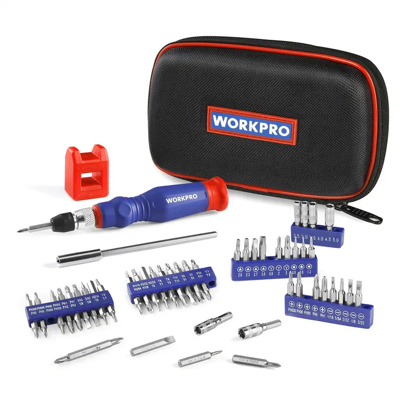 WORKPRO Präzisionsschraubendrehersatz mit 69 Teilen inkl. Schnellwechselsystem für Bits und ergonomischem Griff