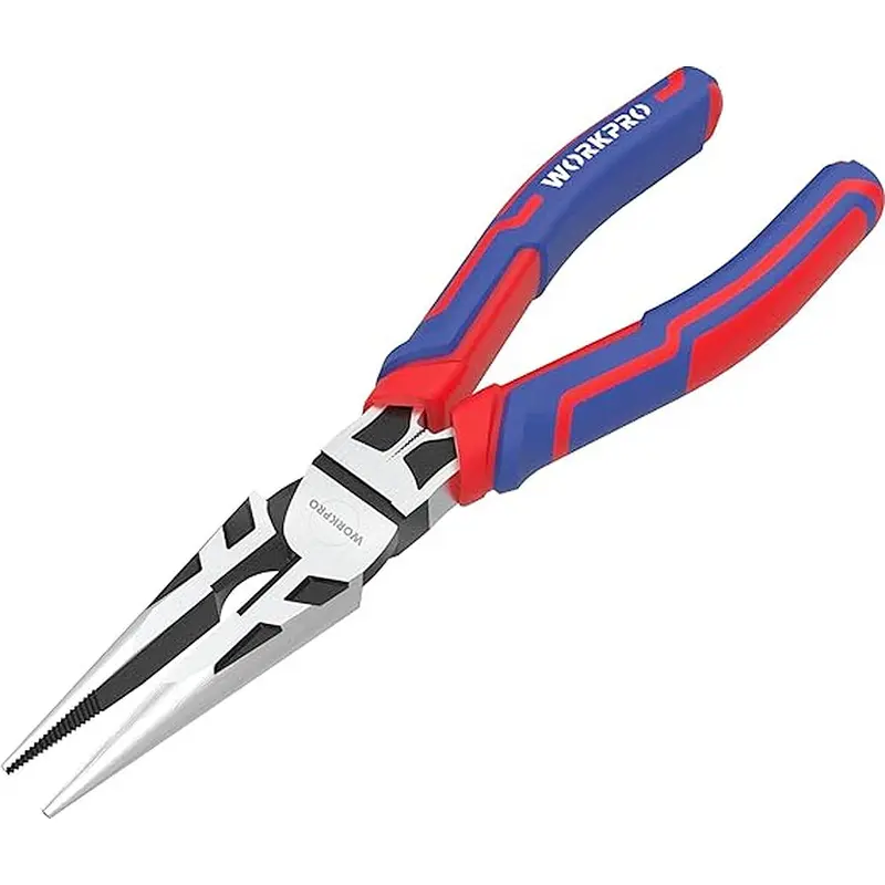 WORKPRO Premium-Zangen mit langem Schnabel, 20 cm (8 Zoll), präzise Papierklammer, robust aus Chrom-Vanadium-Stahl, große weiche Griffe mit Drahtschneider, lange Zangen zum Schneiden, Modell W031269