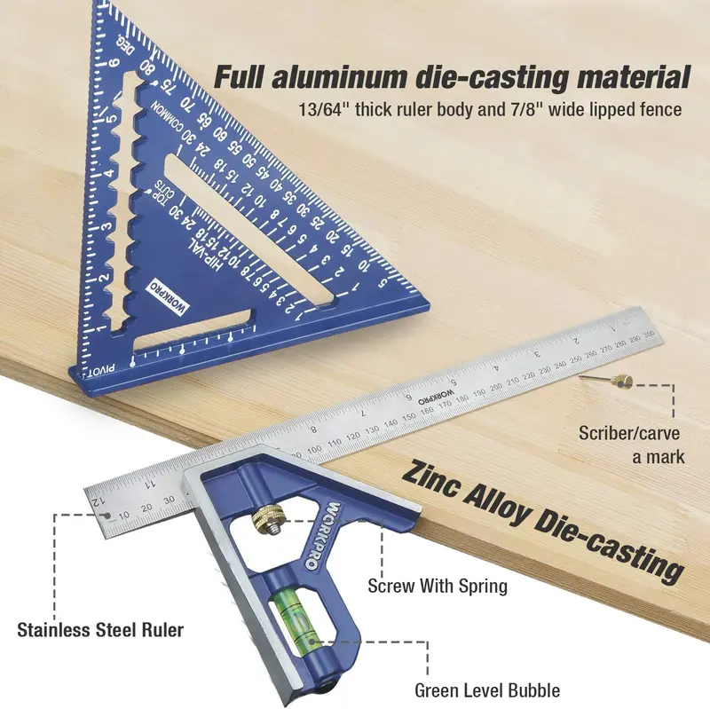 WORKPRO Rafter Square and Combination Square Tool Set 2