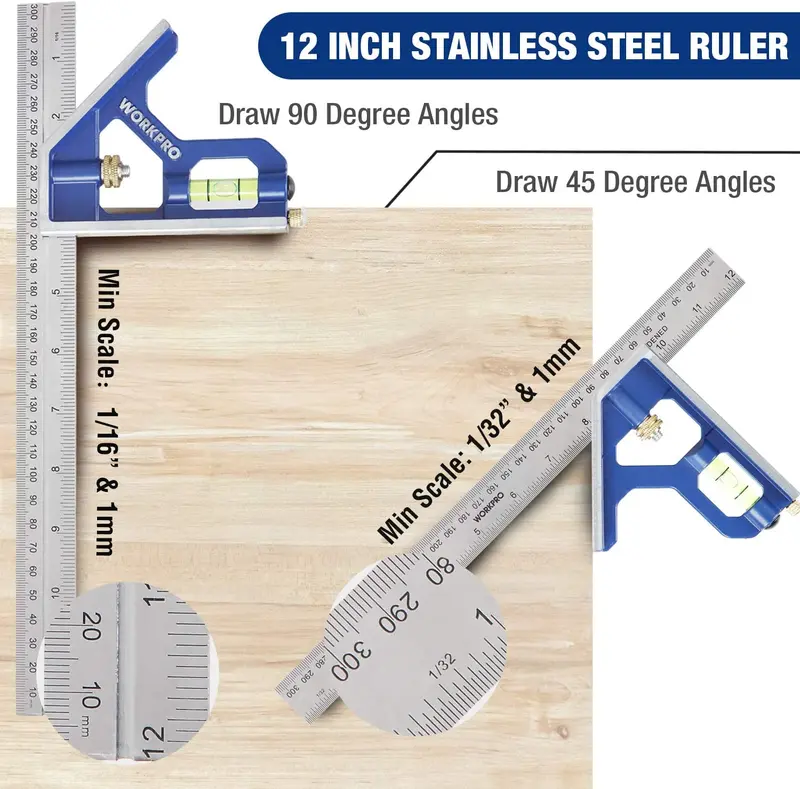 WORKPRO Rafter Square and Combination Square Tool Set