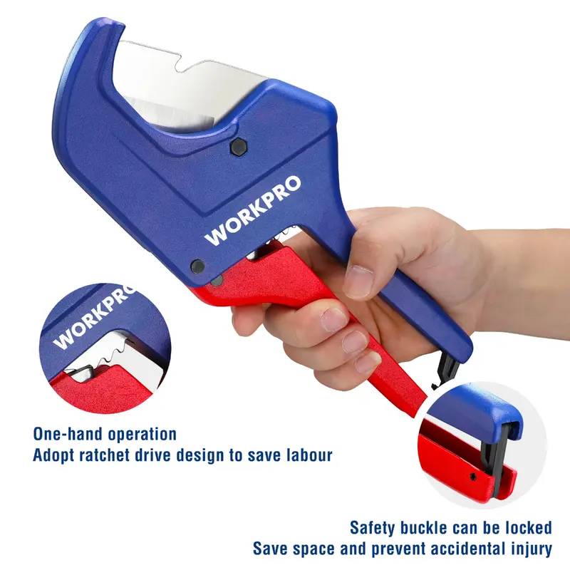 WORKPRO Ratschen-Rohrschneider aus PVC, schneidet bis zu 1-5/8" (ca. 42 mm) und 2-1/2" PEX-Rohre 2