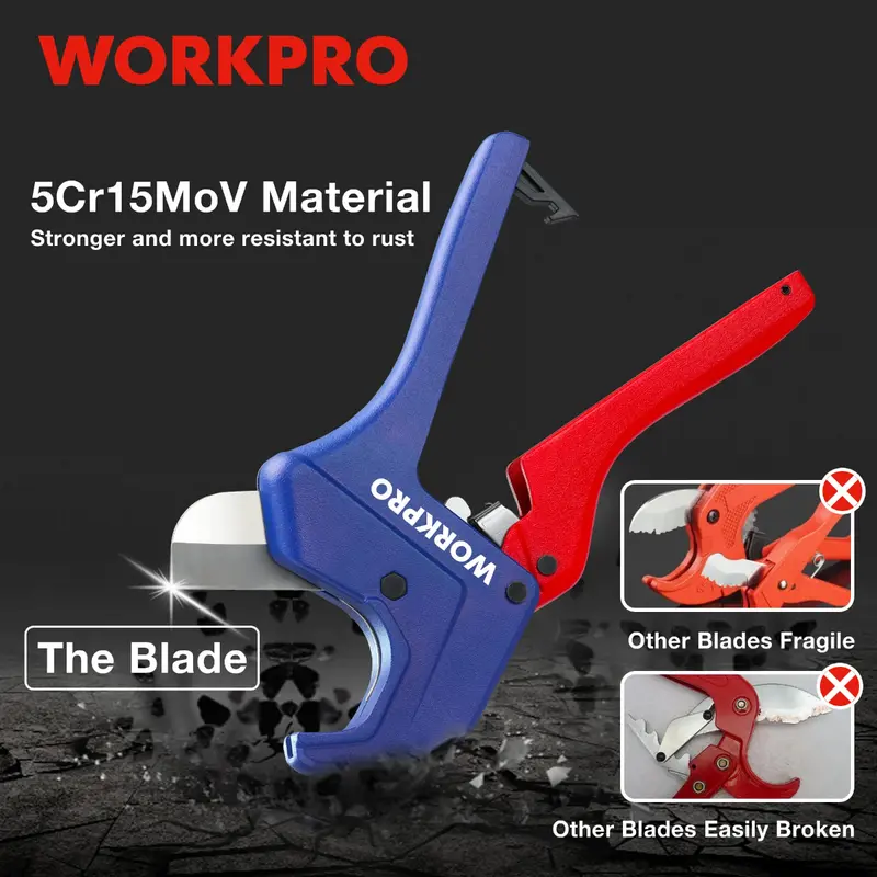 WORKPRO Ratschen-Rohrschneider aus PVC, schneidet bis zu 1-5/8" (ca. 42 mm) und 2-1/2" PEX-Rohre