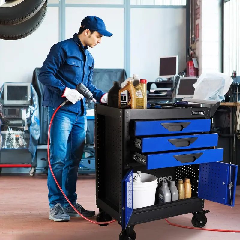 WORKPRO Rollbare Werkzeugkiste mit 3 Schubladen, 70 cm