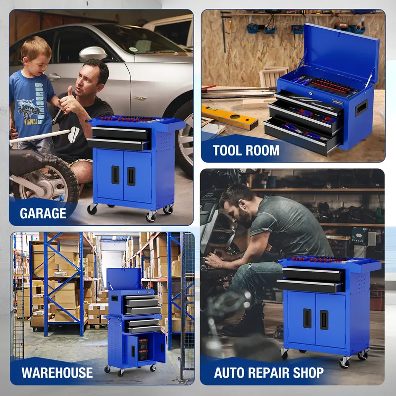 WORKPRO Rollbare Werkzeugkiste mit 5 Schubladen, 50 cm