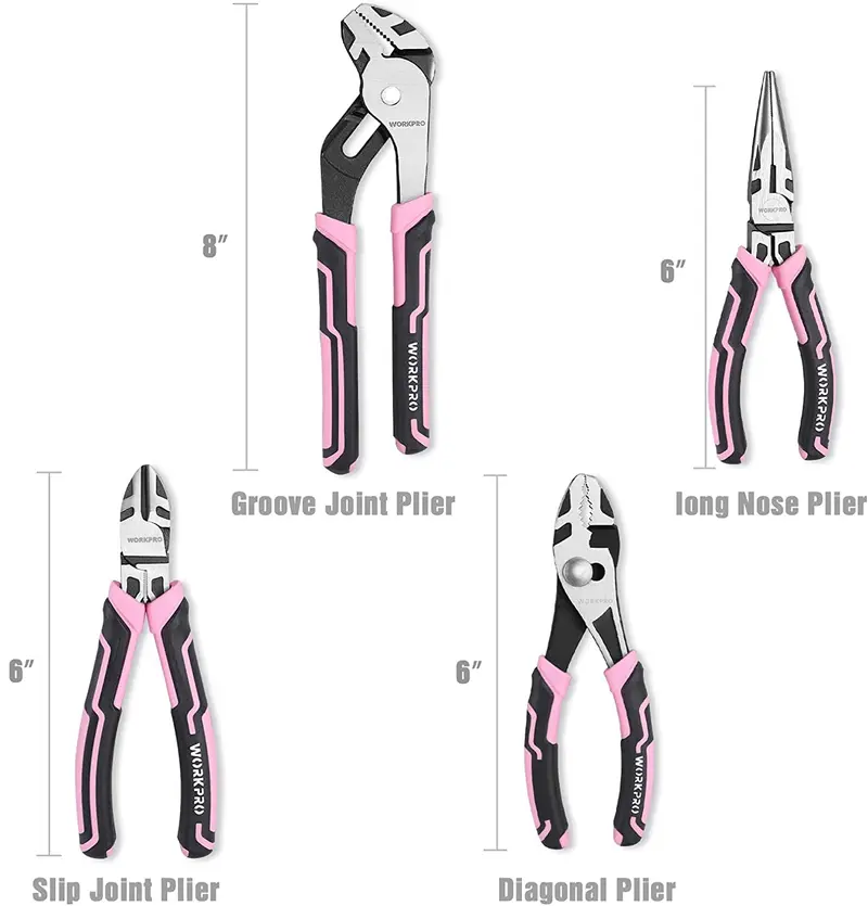 WORKPRO Rosa 4-teiliges Zangen-Set – Rosa Band 2